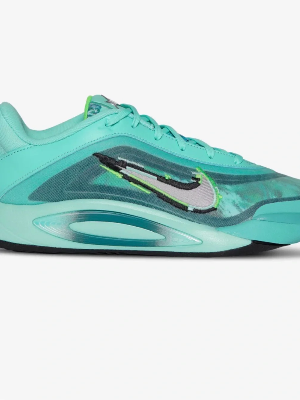 NWOB Nike A'One KC Size 3Y Metallic Silver/Washed Teal/Bleached Turquoise